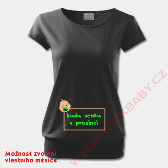 Těhotenské dámské tričko - Budu venku v (vlastní měsíc)