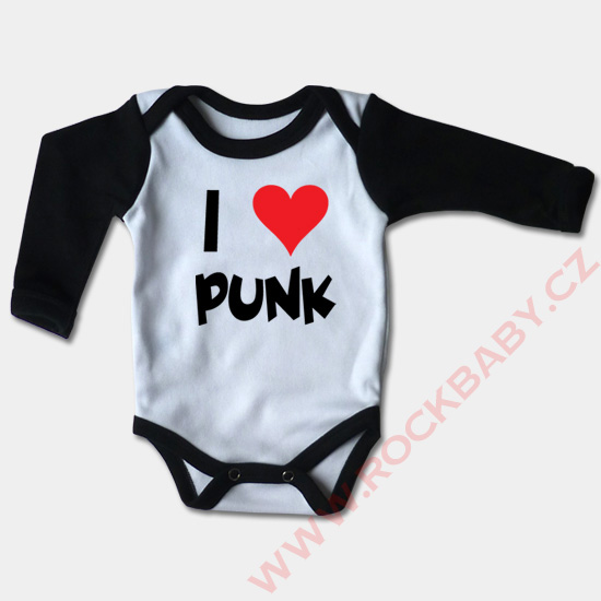 Kojenecké body dlouhý rukáv - I love Punk