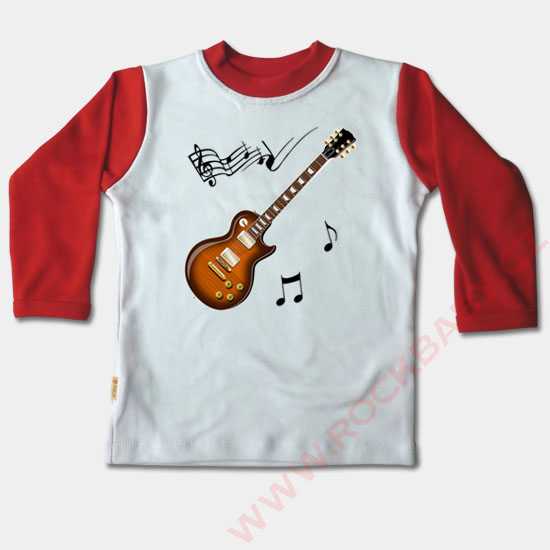 Detské tričko dlhý rukáv - Gitara, noty