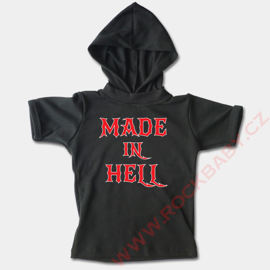 Detské tričko s kapucňou, krátky rukáv - Made in Hell