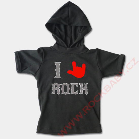 Dětské tričko s kapucí, krátký rukáv - I love Rock 2