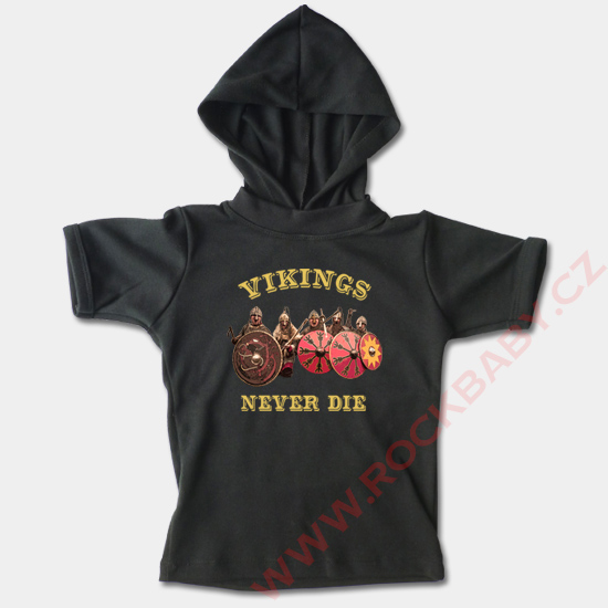Detské tričko s kapucňou, krátký rukáv - Vikings Never Die