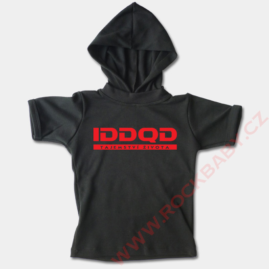 Dětské tričko s kapucí, krátký rukáv - IDDQD