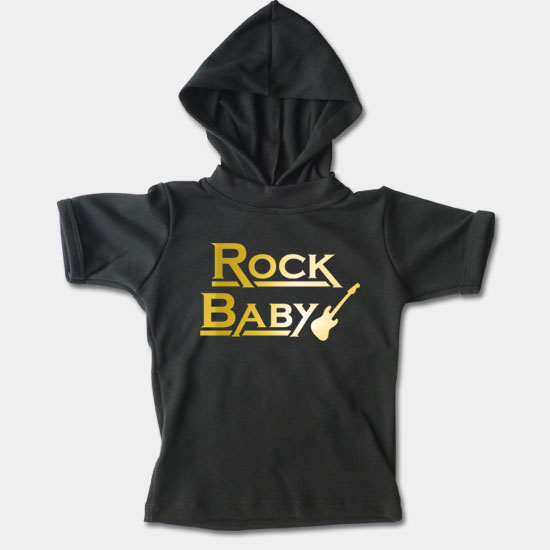 Dětské tričko s kapucí, krátký rukáv - Rock Baby 2
