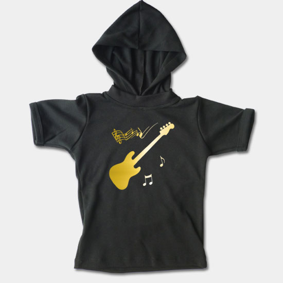 Dětské tričko s kapucí, krátký rukáv - Kytara, not