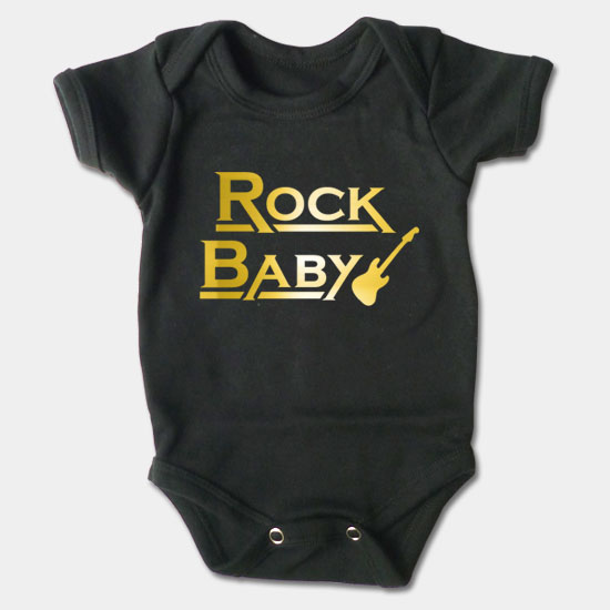 Kojenecké body krátký rukáv - Rock Baby 2 - zlatý 