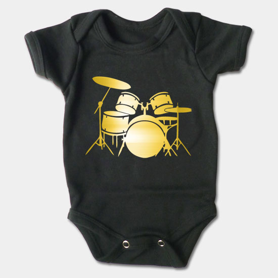 Dojčenské body krátky rukáv - Bubny - zlatá potlač