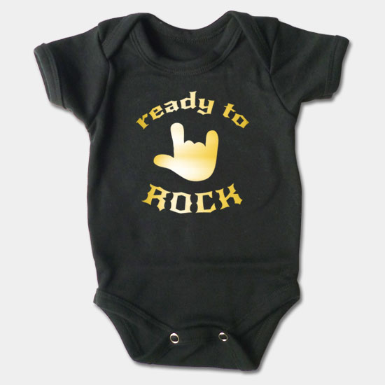 Dojčenské body krátky rukáv - Ready to Rock - zlat
