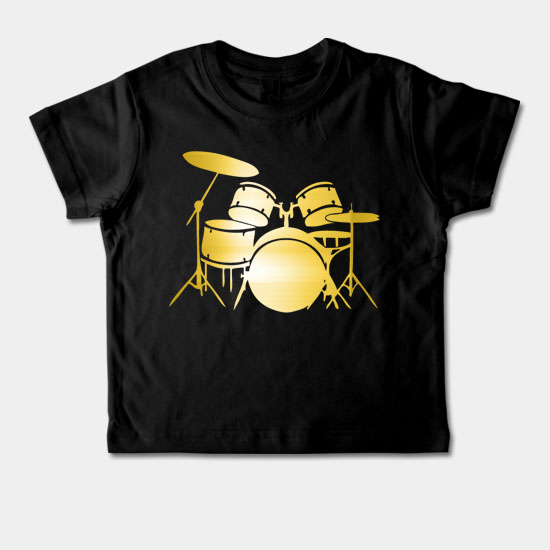 Dětské tričko krátký rukáv - Bubny - zlatý potisk