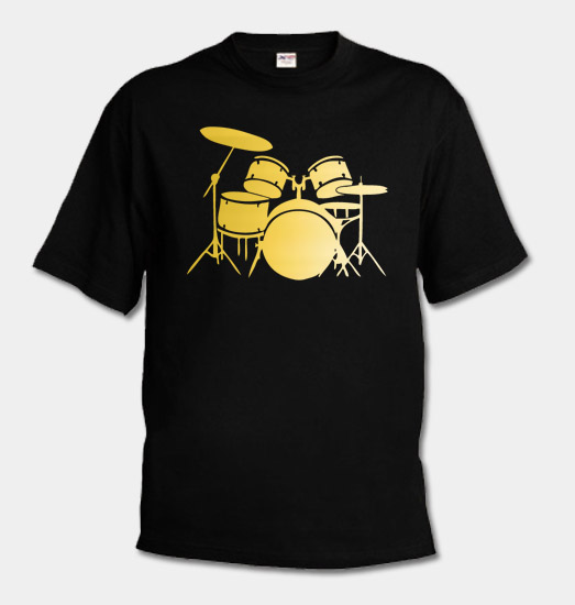Pánské tričko - Bubny - zlatý potisk