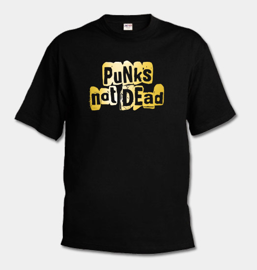 Pánské tričko - Punks not dead - zlatý potisk